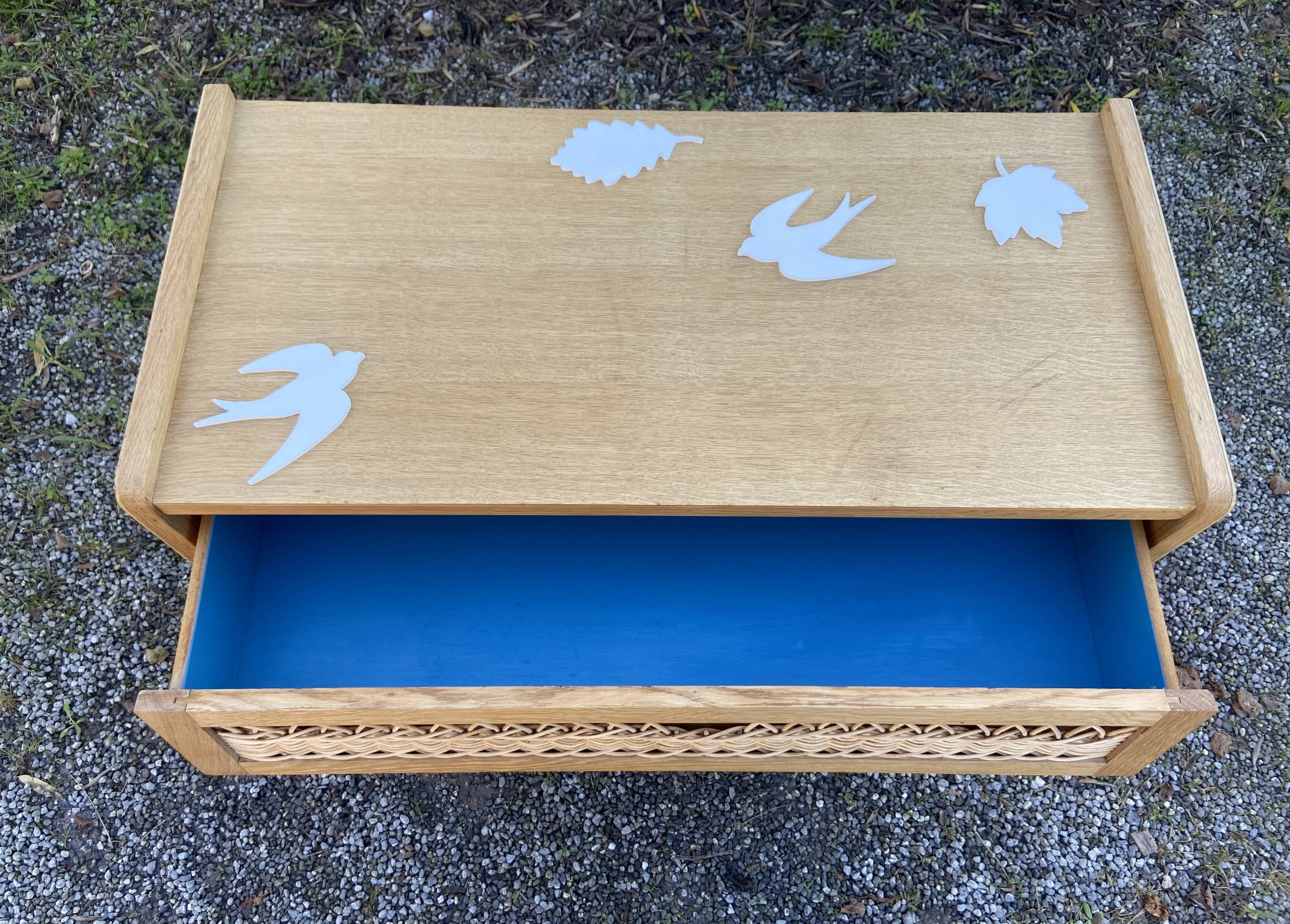 Commode vintage bois rotin