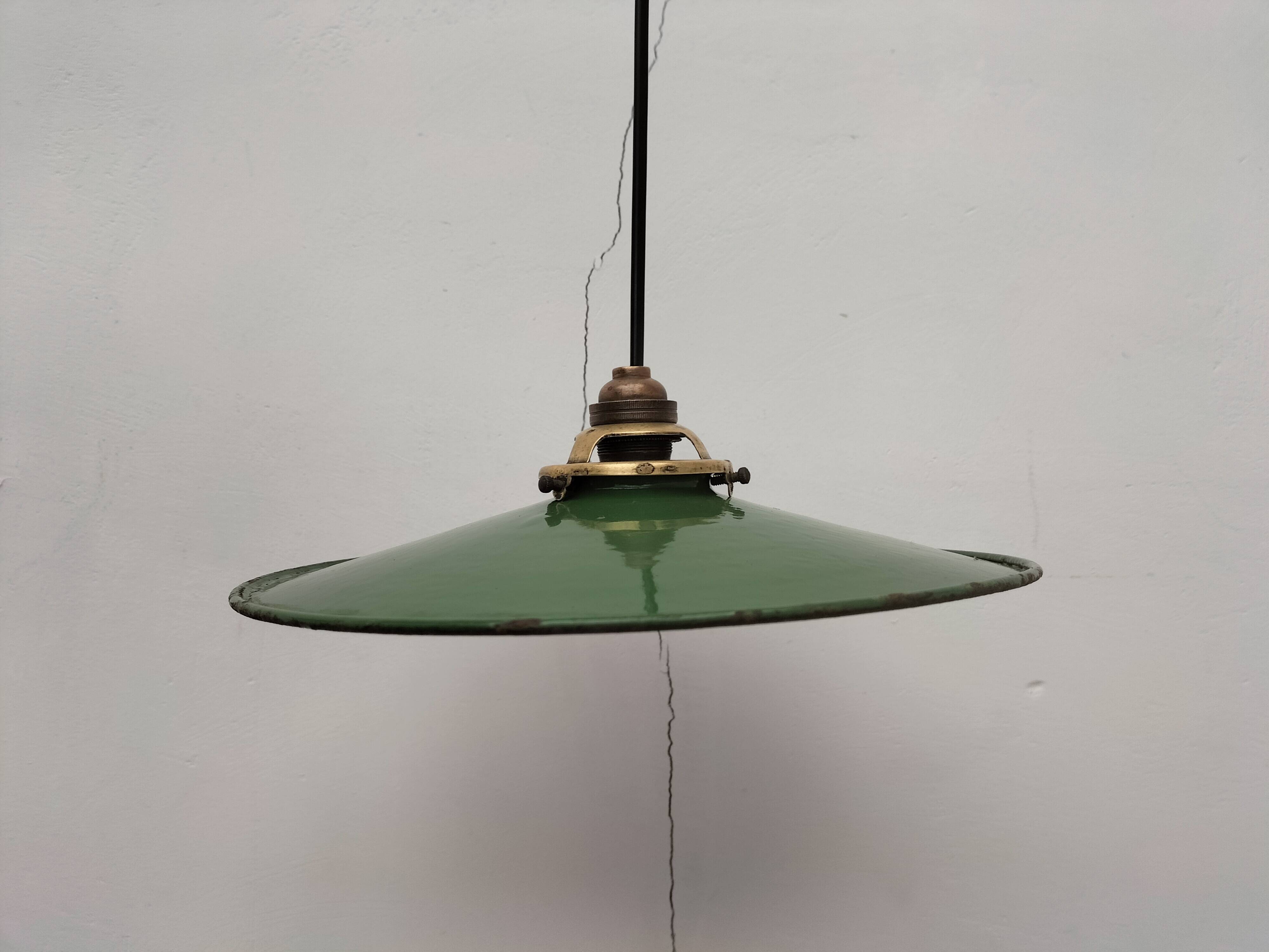 Enameled sheet metal pendant lights