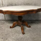 Side table Louis Philippe walnut and marble