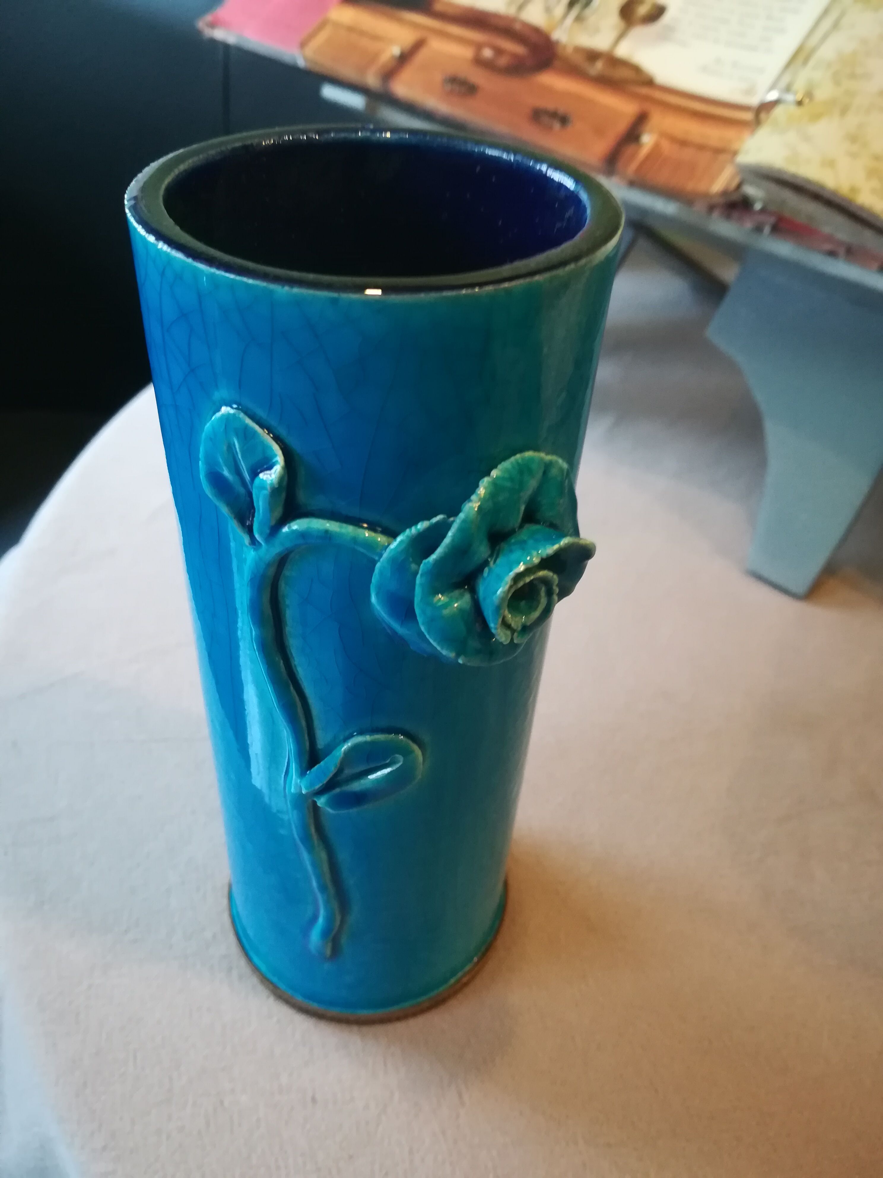 Blue ceramic vase