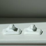 Set of two porcelain tea towel holders