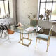 Italy octagonal table 70s glass and brass