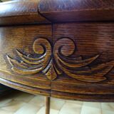 Louis XV style oak round table with 4 chairs