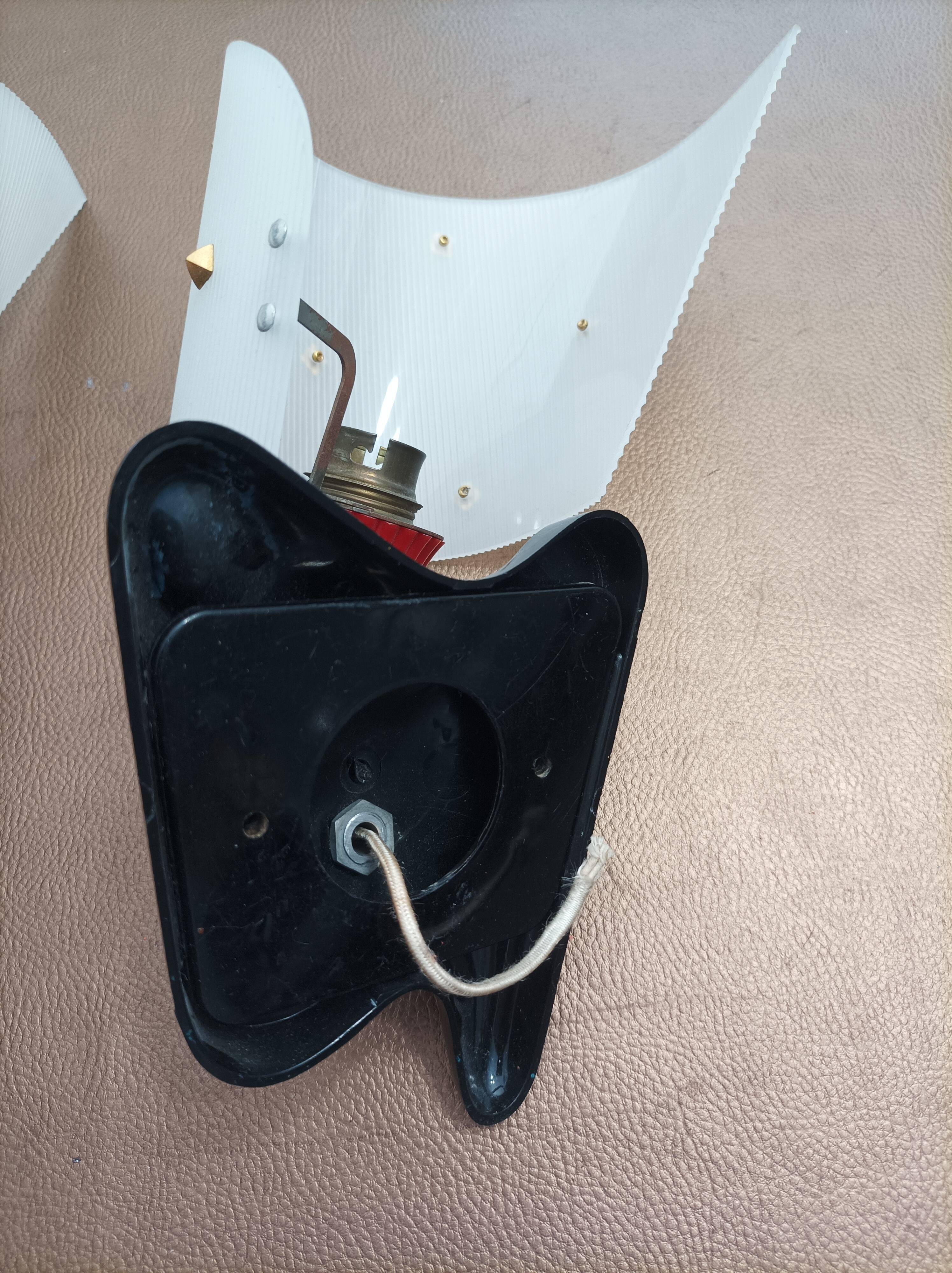 Pair of vintage wall lights Rockabilly 1950s brass, black and red