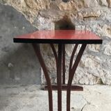 Rectangular bistro table - wood, metal and red formica - 1950