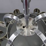 Art Deco nickel chandelier with textured glass, Czechoslovakia, 1930s