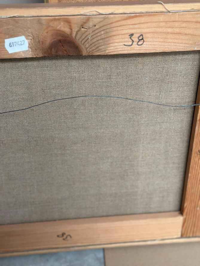 Original Swedish Oil On Canvas – Abstract Composition By Lars Sjögren – Vintage & Framed – 38 × 40 Cm (15.0" × 15.7")