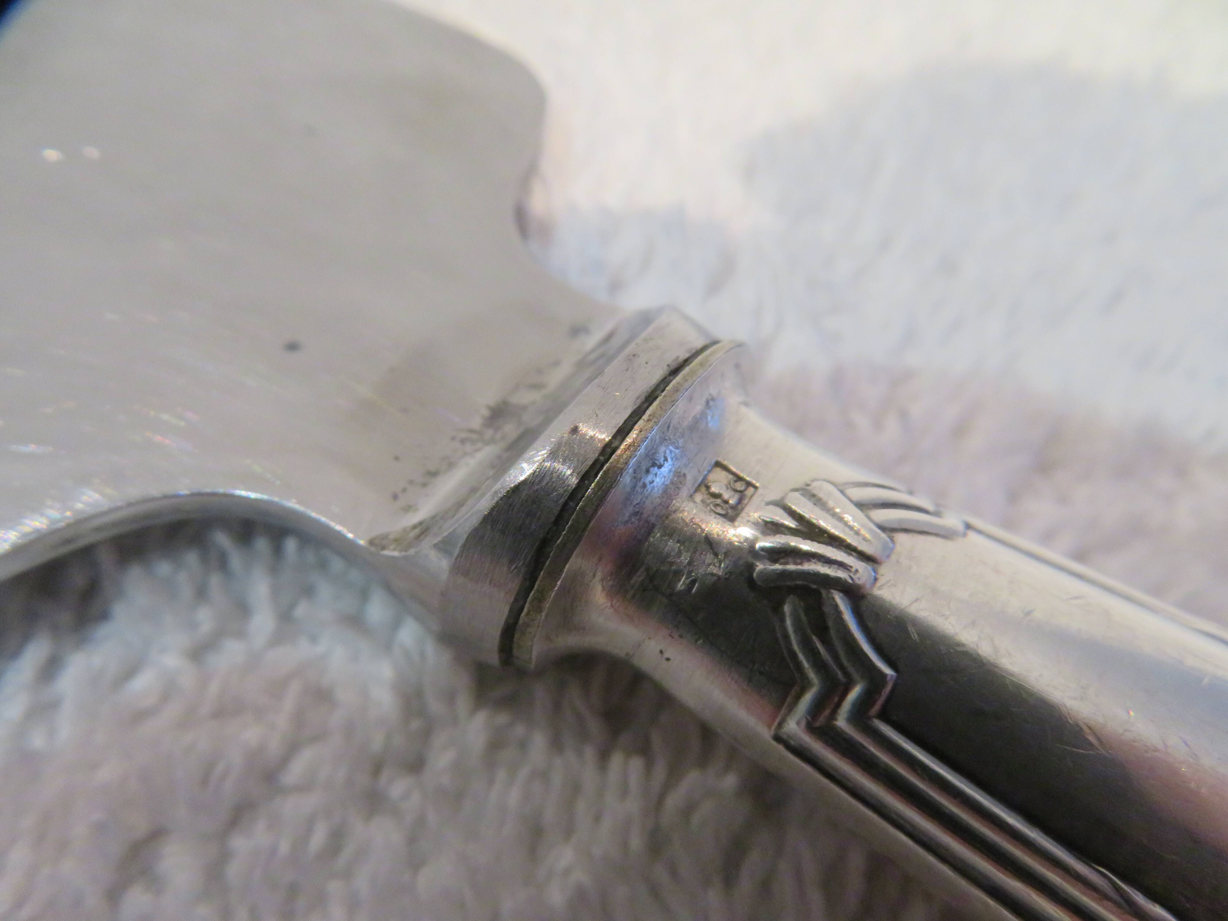 Christofle silver metal ice cream cutter shovel with oxidation ribbons