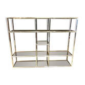 Shelf - Chrome metal library and vintage 1970 smoked glass