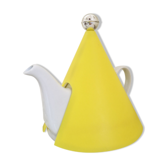 Vintage conical ceramic Puur teapot and yellow insulating lid