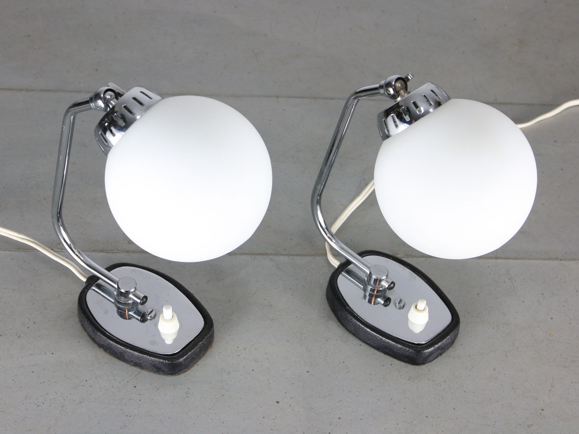 Vintage Italian Chrome Bedside/Table Lamps, set of 2