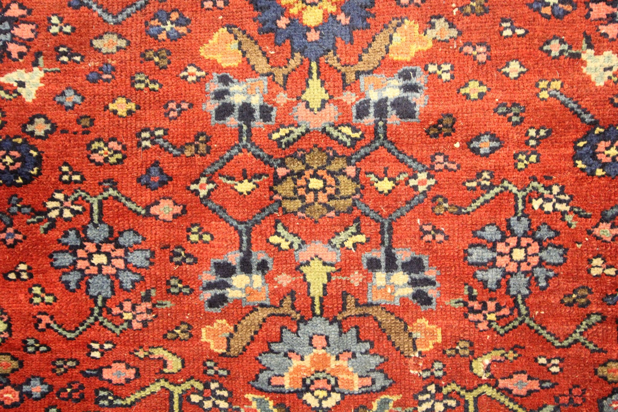 Tapis persan traditionnel noué à la main tapis de salon en laine rouge 134x136cm
