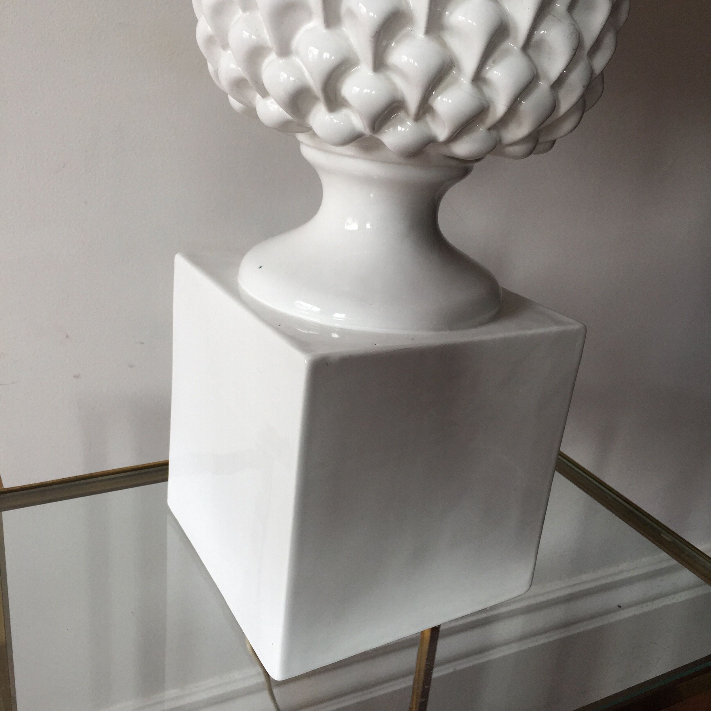 Pineapple white ceramic lamp, 1970