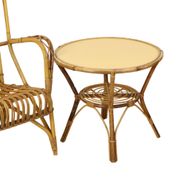 Vintage Set Rattan Chairs Armchairs Table Boho Design Sixties