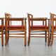 Ensemble de 4 chaises de salle à manger Art Nouveau / Jugendstil avec revêtement rouge