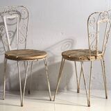 Anciennes chaises d’extérieur blanches (vers 1920). Ensemble de 4 pièces