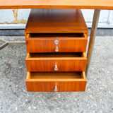 Nickel-plated metal and teak wood desk Italy, 60s