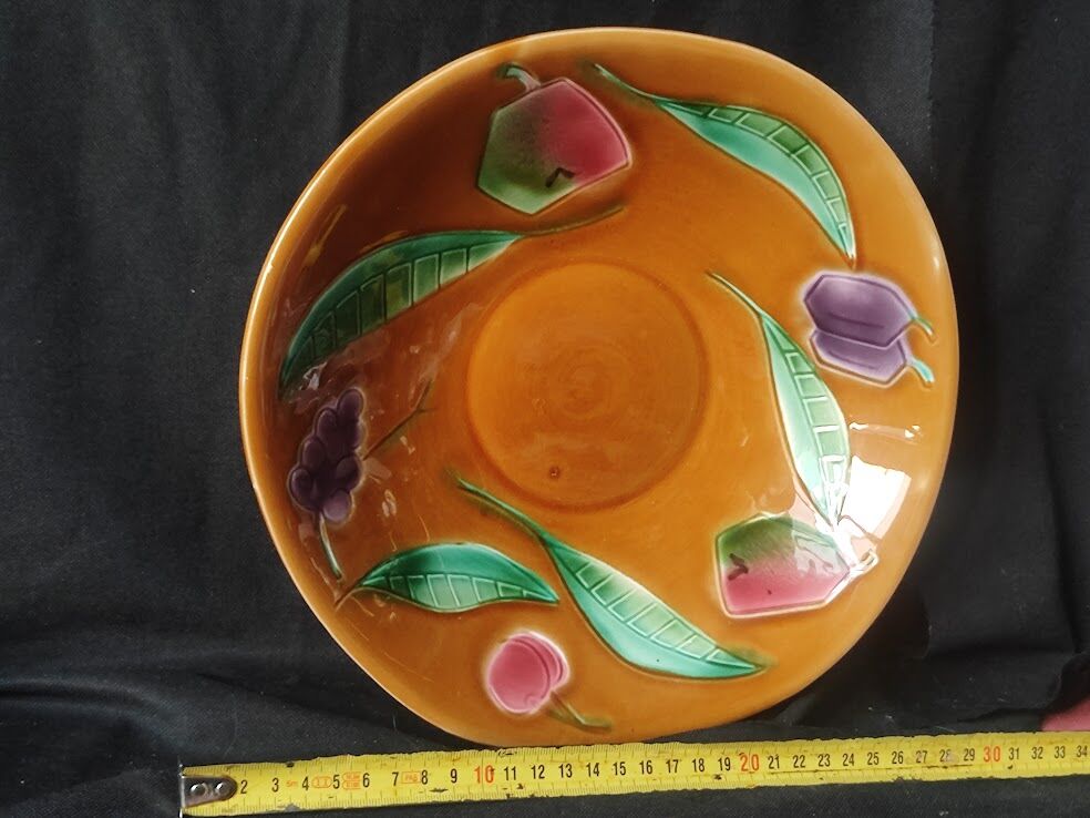 1960/70 shallow plate fruits / hand-painted / Sarreguemines /