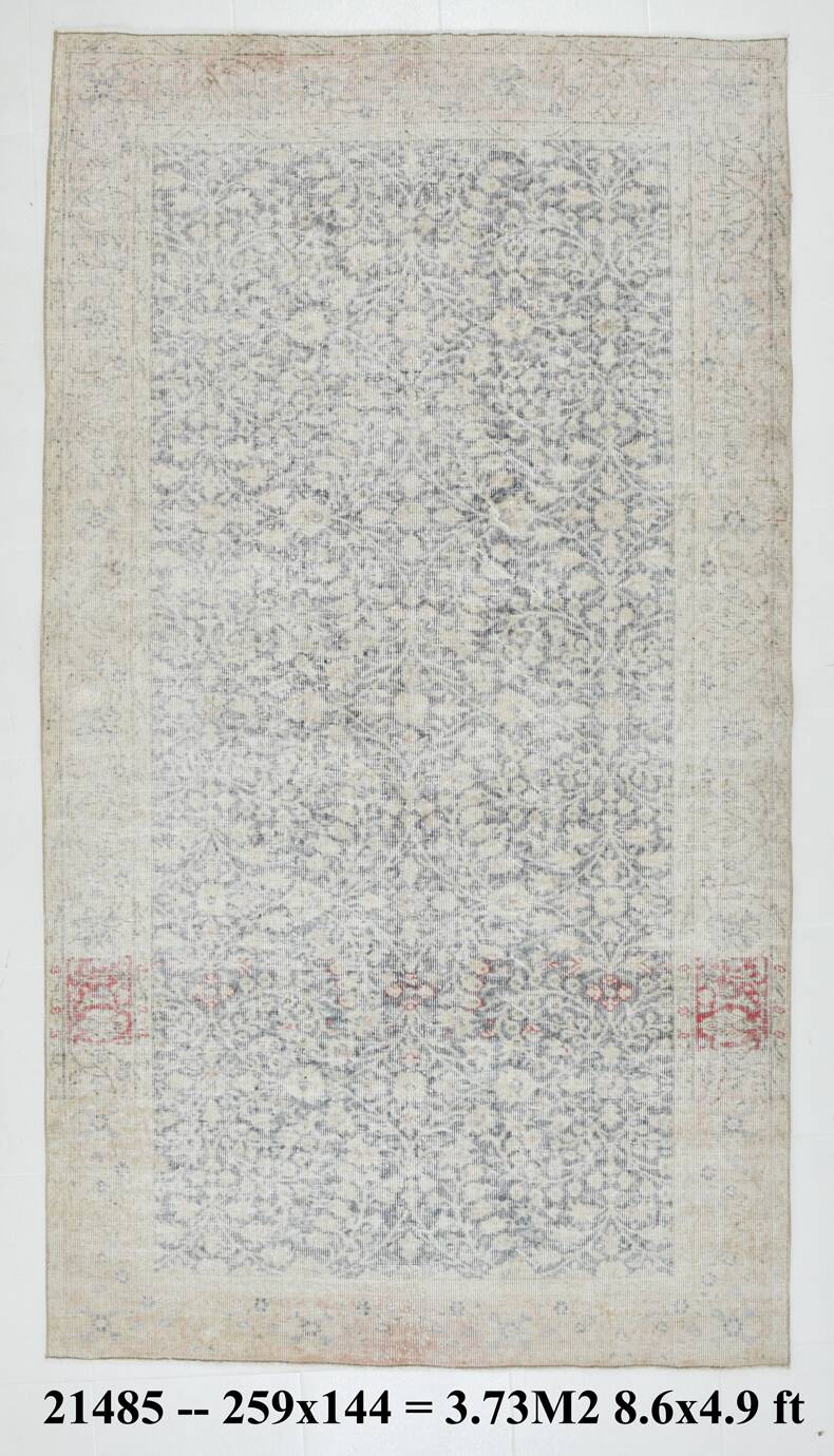 5x8 Navy Blue Beige Vintage Persian Rug, 144x259Cm SK 21485