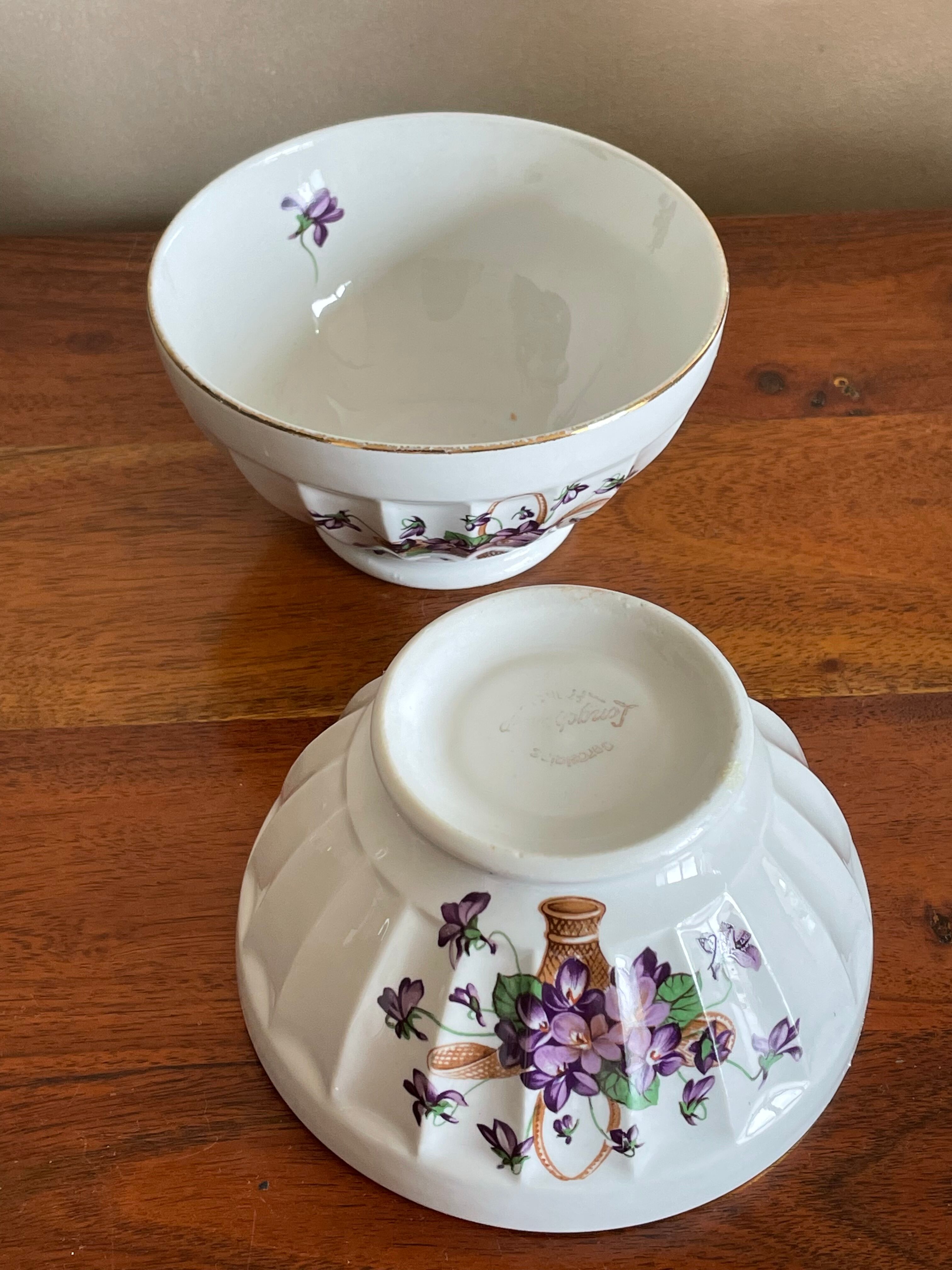 Duo of bowls bouquet of violet Longchamp France