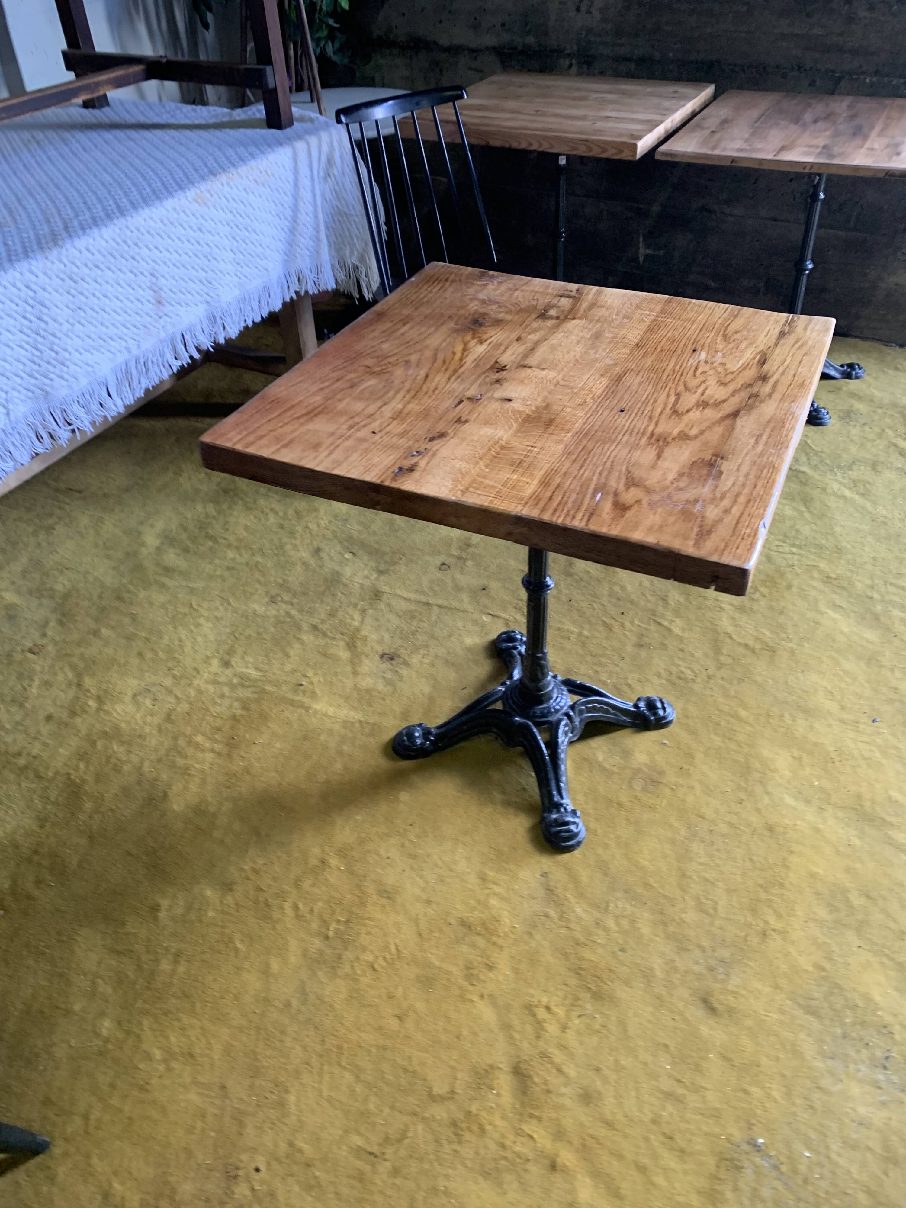 Raw wood bistro table