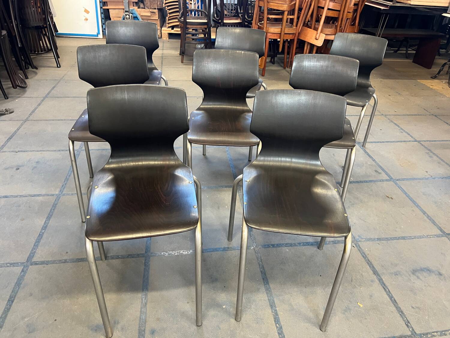 Set of 8 Pagholz chairs.