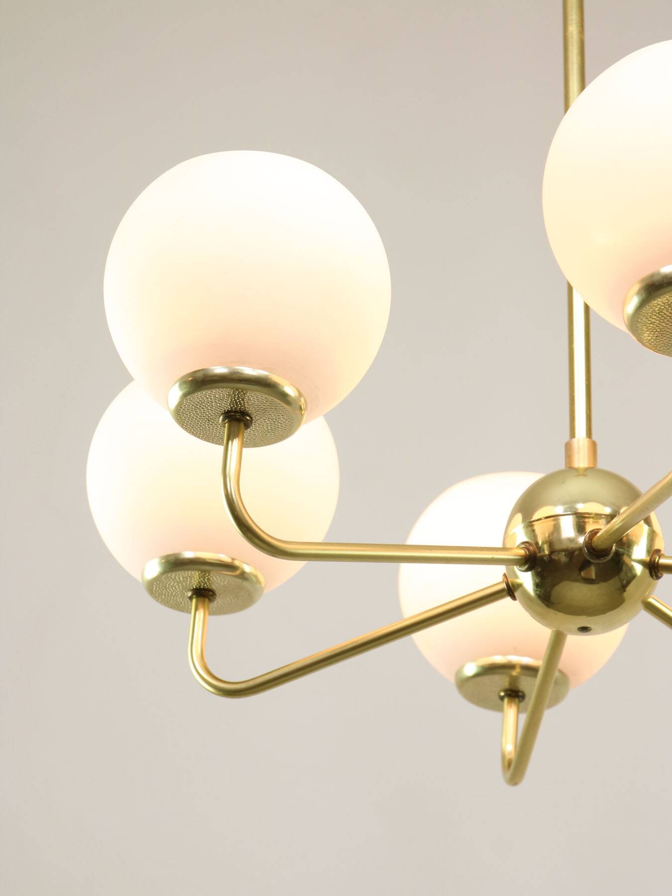 Mid-century Upward Sputnik Golden Chandelier, 60s