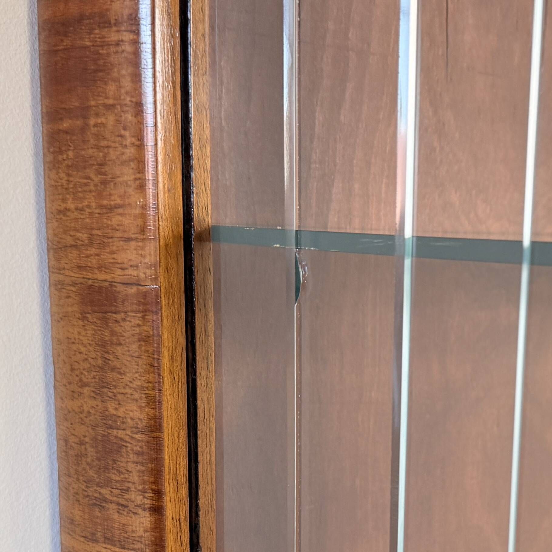 Vintage Display Cabinet with Glass Slats – Warm Walnut Veneer - Art Deco
