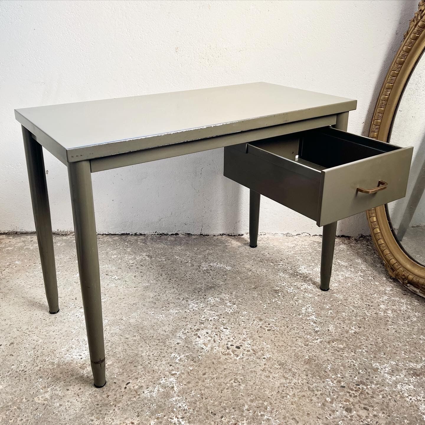 Vintage khaki metal desk