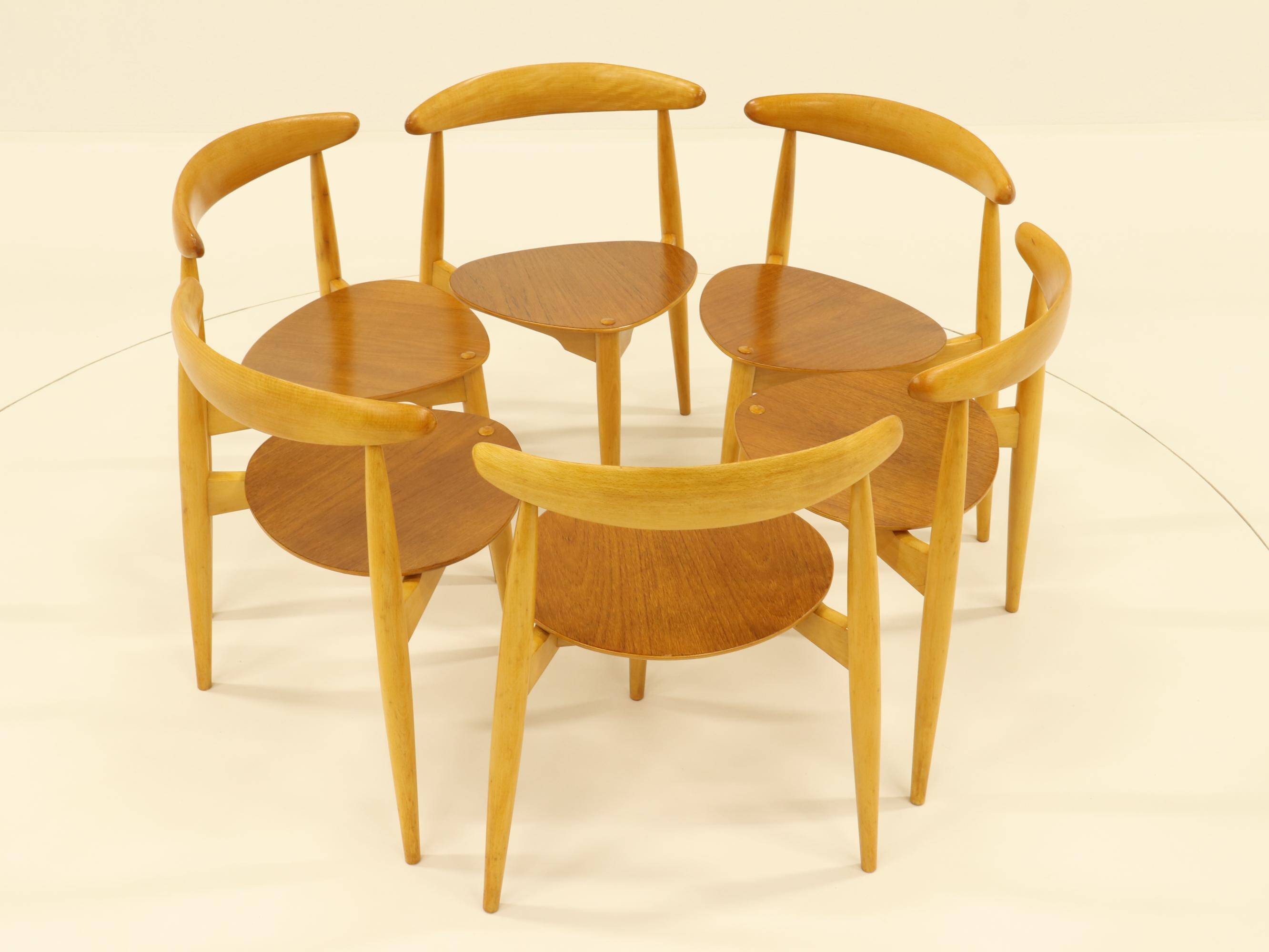 Heart dining set, designed by Hans Wegner for Fitz Hansen,  Denmark 1960s