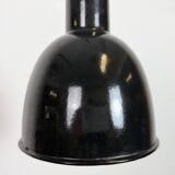Small Industrial Black Enamel Ceiling Lamp, 1950s
