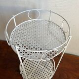 White perforated metal side table
