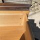 Vintage 1970s solid elm wood commode with 3 drawers.