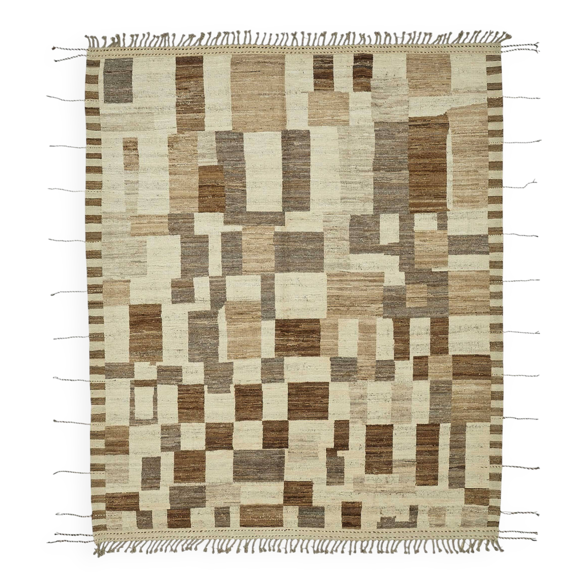 Handmade Turkish One of a Kind 228 cm x 312 cm Beige Wool Carpet