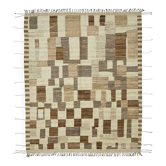 Tapis en laine beige fait main, pièce unique turque, 228 cm x 312 cm