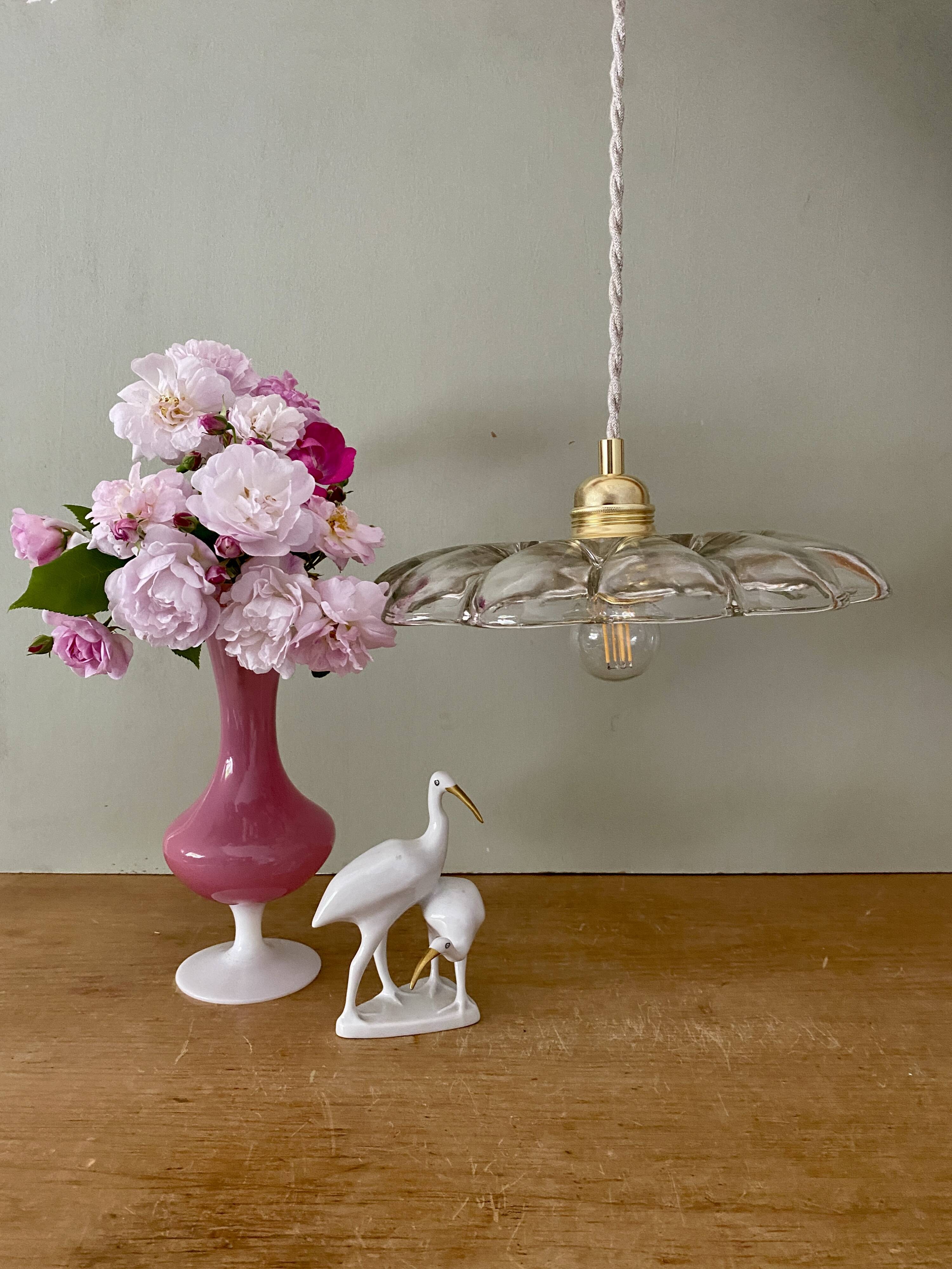 Vintage molded glass lampshade pendant light - tableware collection -
