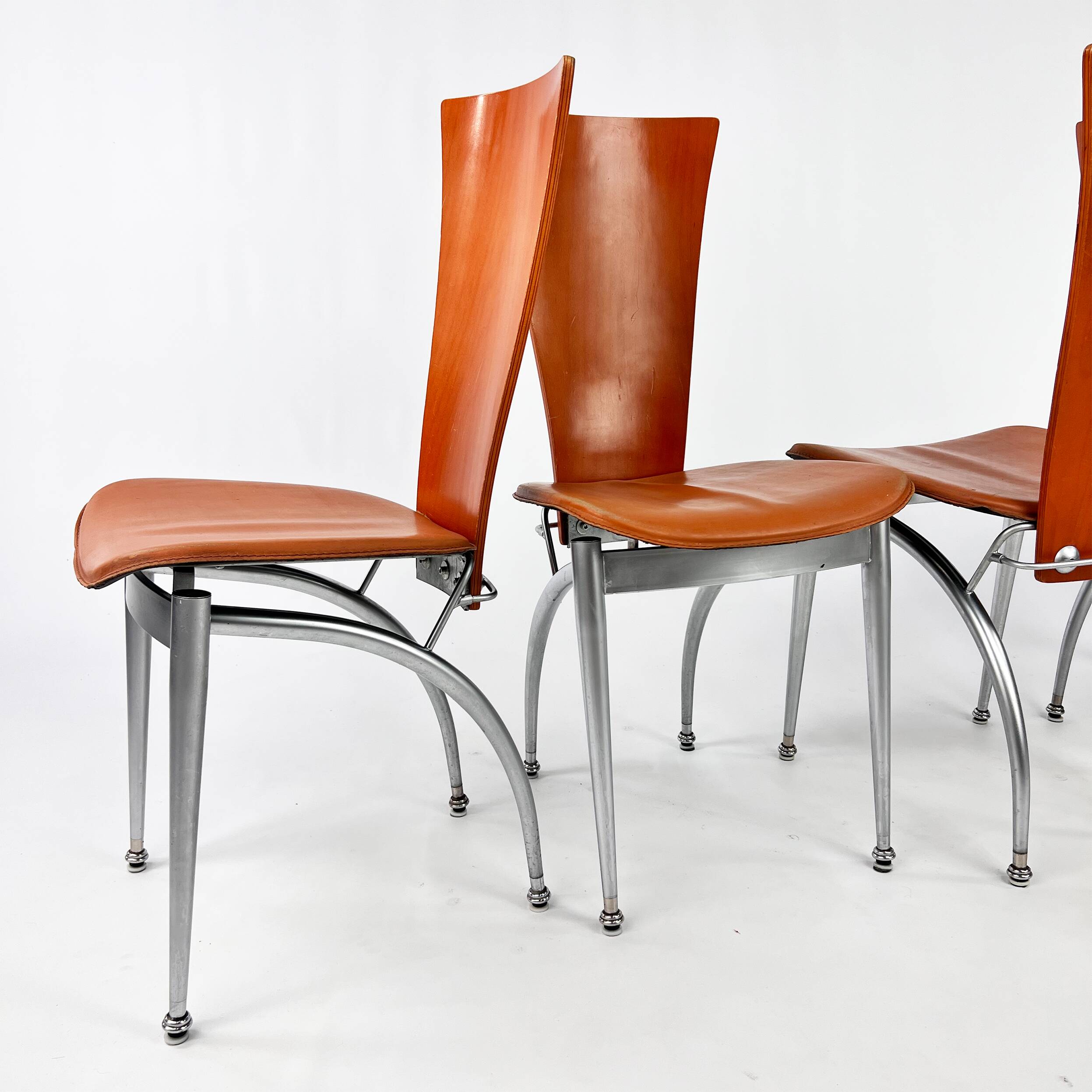 Postmodern Set of 4 Dining Chairs, 1980s