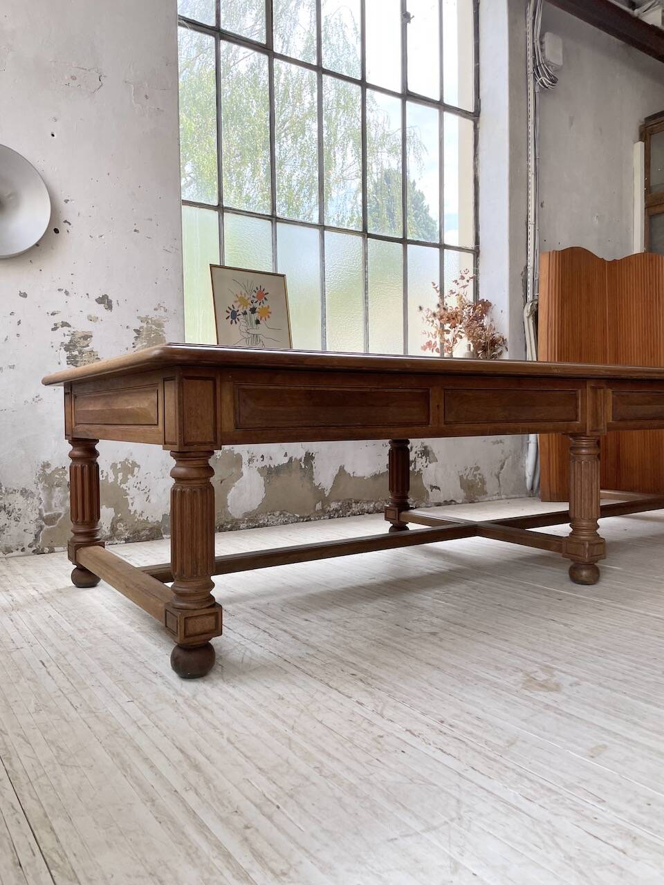 Solid walnut farmhouse castle table 1900 XXL