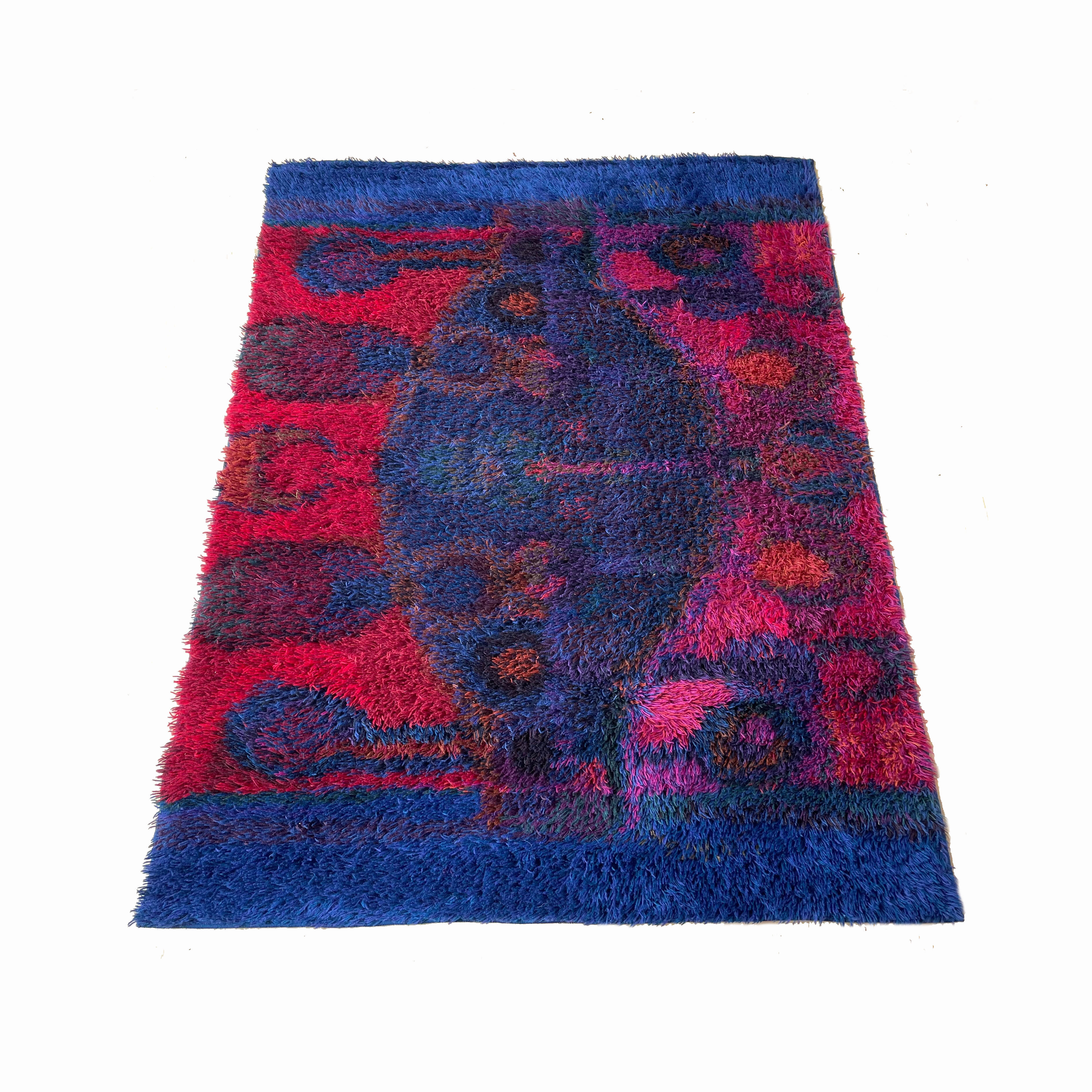 Original scandinavian rya rug by oili mäki for finnrya oy ab, finland
