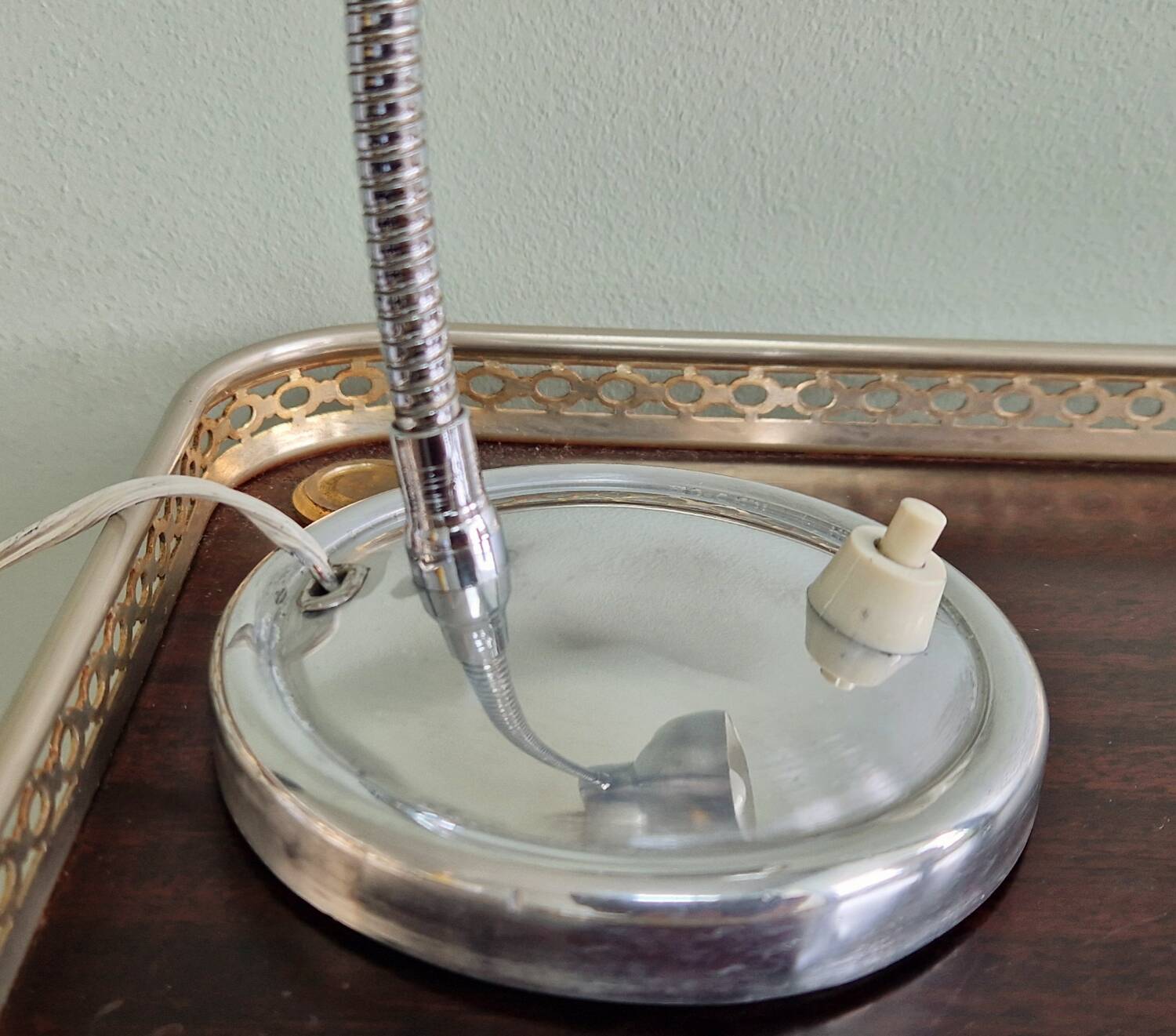 Polished aluminum desk lamp from the 1950s