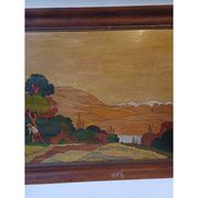 Tableau bois peinture vernie signée Clavere