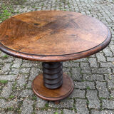 Pedestal table oak screw vintage press