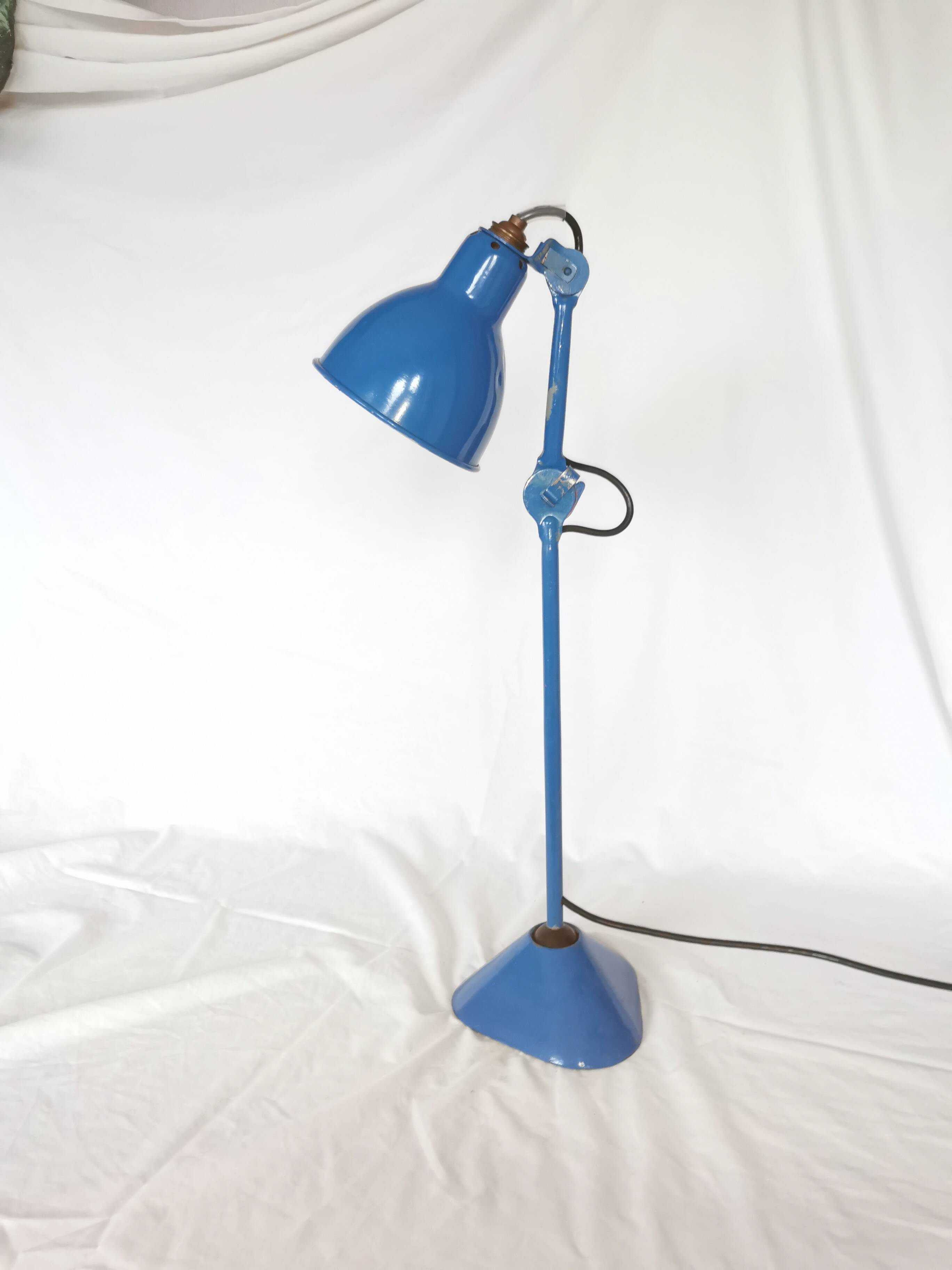 RAVEL articulated lamp, model 205 blue, Bernard Albin Gras, Clamart, France, 1932