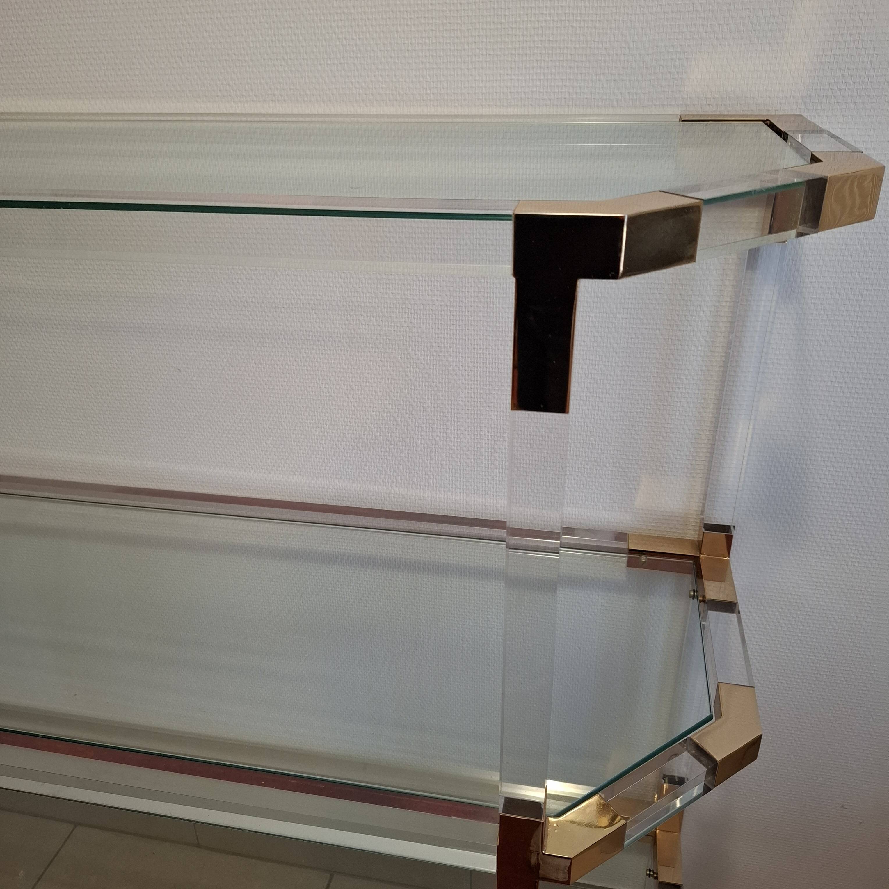 Hollywood Regency Bookshelf - Lucite & Brass - 1980s