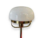Midcentury desk lamp in opaline glass and gilded metal