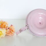 Pink cellar rat candleholder, enamelled metal, vintage