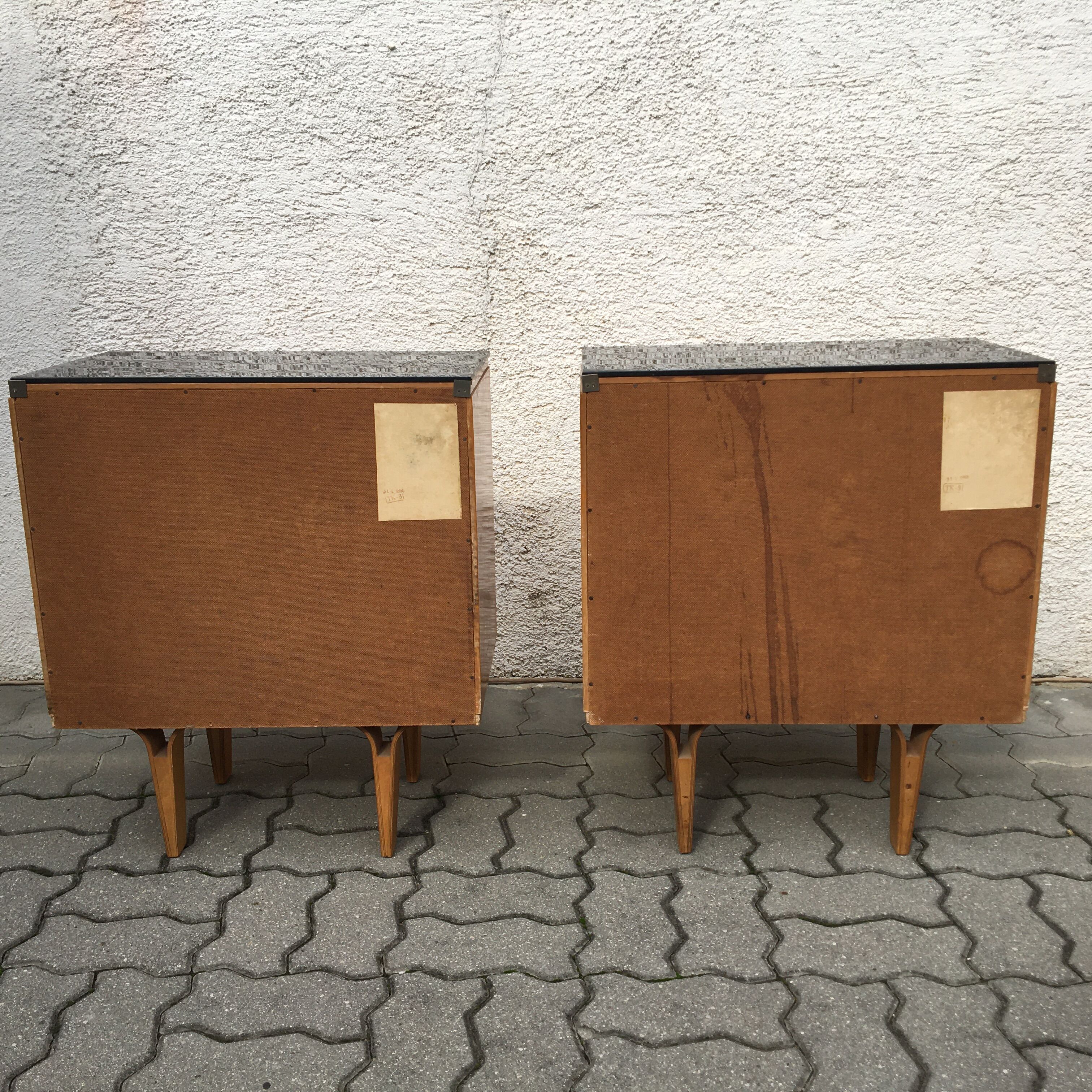 Pair 2pcs Vintage NOVY DOMOV Frantisek Mezulanik Side Table Bedside Drawer Glass 60s.
