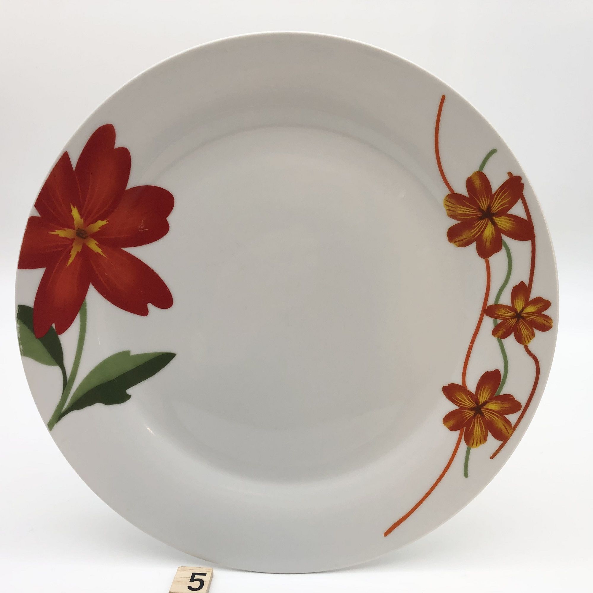 Lot De 5 Assiettes Creuses En Porcelaine Chriss G. Collection - Diamètre 20 Cm, Motif Végétal Blanc