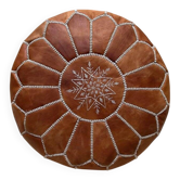 Pouf en cuir marocain fait main