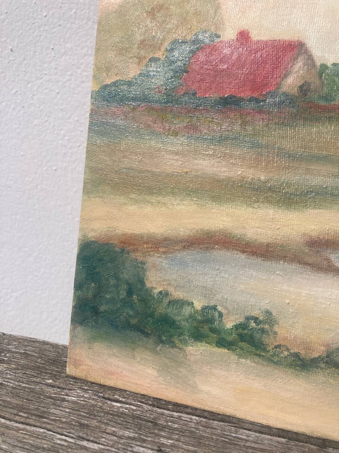 Tableau paysage champetre ancien / peinture huile